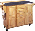 Homestyles General Line Mobile Kitchen Cart with Stainless Steel Top and Drop Leaf