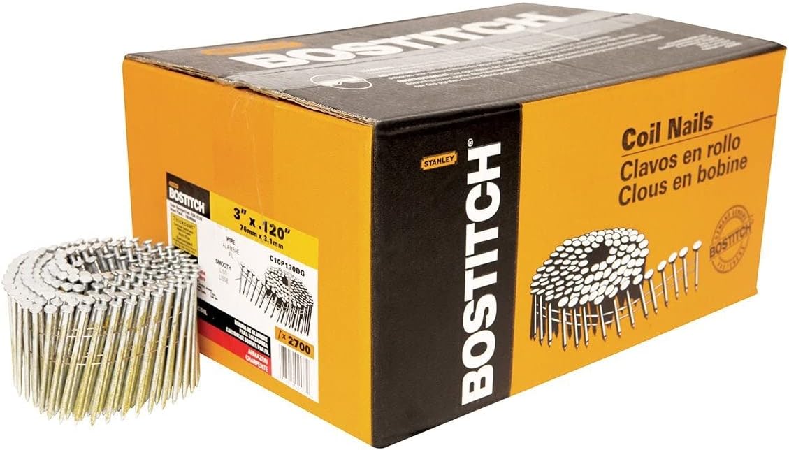 BOSTITCH C10P120DG Thickcoat Round Head 3-Inch by .120-Inch 15 Degree Coil Framing Nail (2,700 per Box)