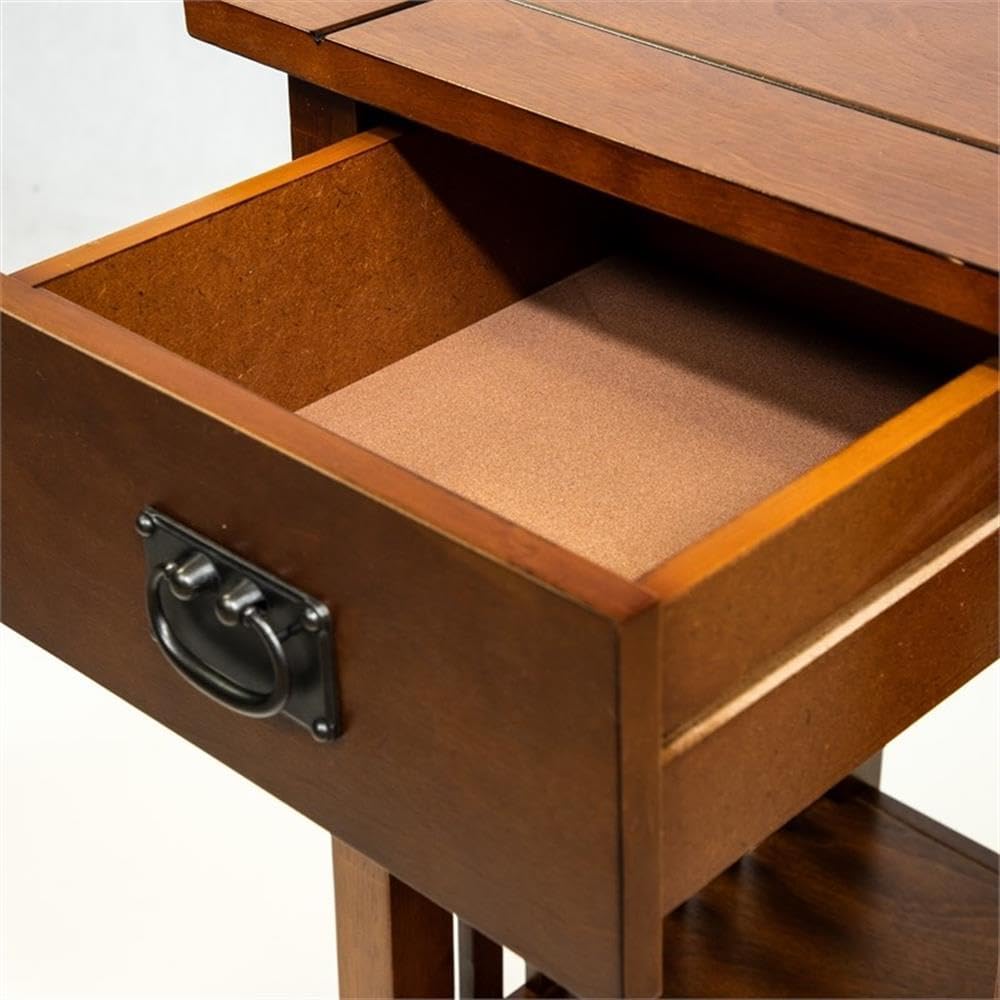 Furniture of America Liverpool 1-Drawer End Table, Antique Oak