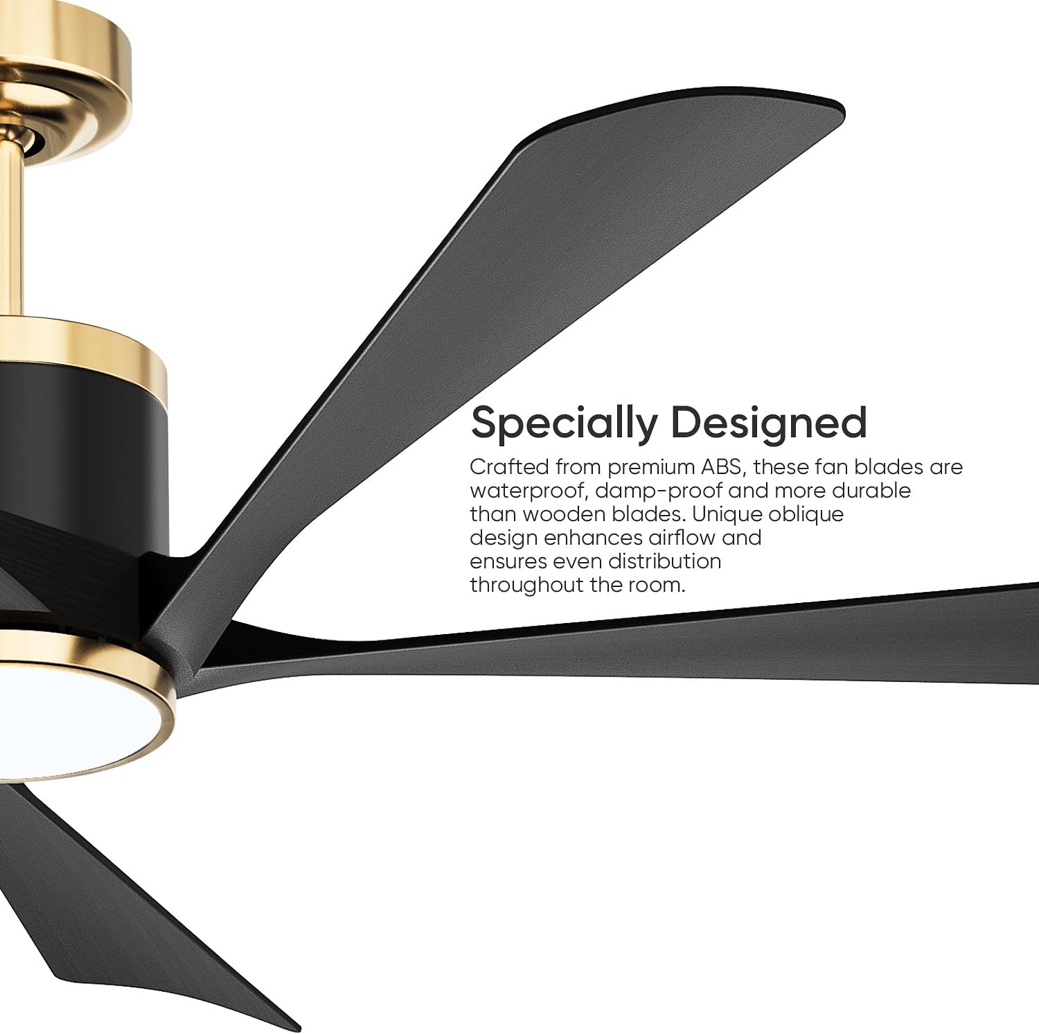 TXCSLY 52'' Ceiling Fans with Lights, Modern Ceiling Fan with Remote Control, Indoor Outdoor Ceiling Fan for Living Room, Bedroom, 5 Blade, 3 Color Temperature, Dimmable (Black & Gold)