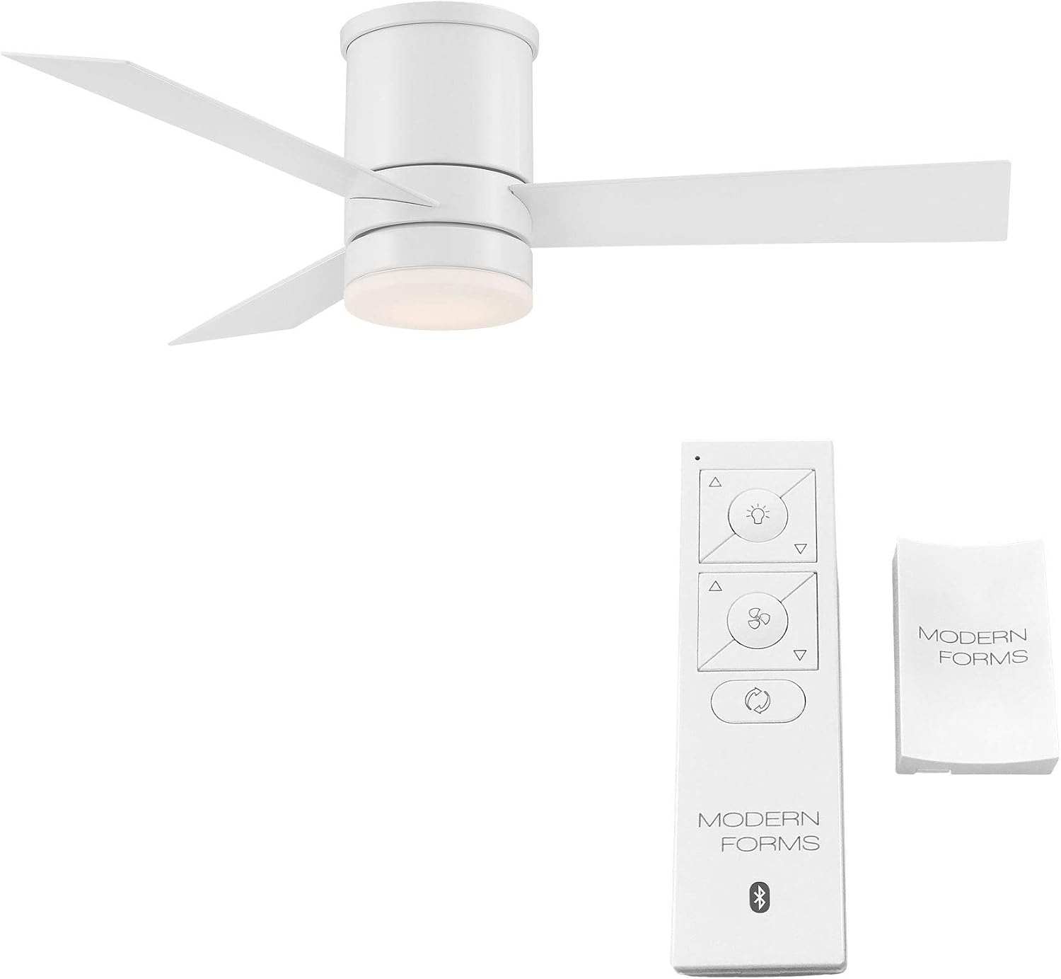 Axis Smart Indoor and Outdoor 3-Blade Flush Mount Ceiling Fan 44in Matte White with 3000K LED Light Kit and Remote Control works with Alexa, Google Assistant, Samsung Things, and iOS or Android App