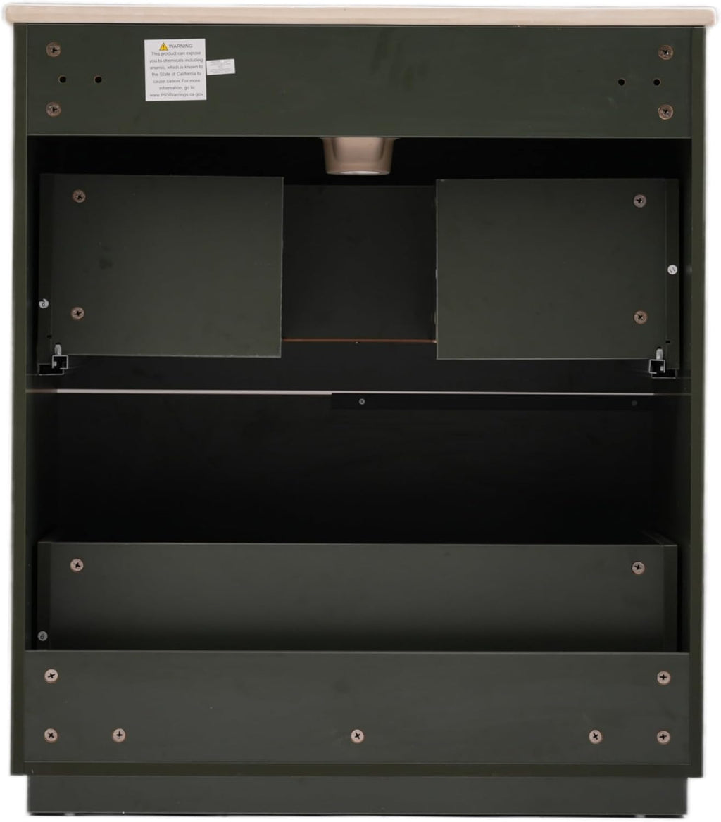 Christopher Knight Home Byron 30' Bathroom Vanity with Sink, Modern Freestanding Bathroom Sink Cabinet with Drawer, Undermount Vanity Sink Cabinet, Bathroom Storage Cabinet with Sink Combo Set, Green