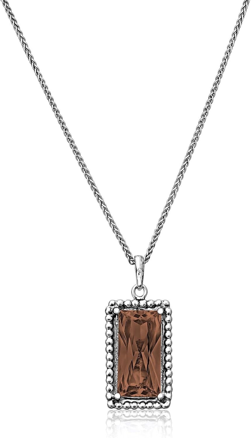 JEAN RACHEL JEWELRY 925 Sterling Silver Necklace for Women - Baguette with Cubic Zirconia Vintage Design - Hypoallergenic, Lead & Nickel Free - Artisan Handcrafted Statement Necklace