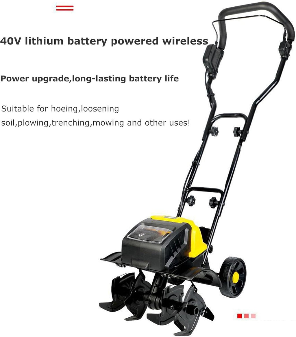1500W Electric Tiller,Garden Soil Cultivator Rotavator,Foldable Handle, 36cm Tilling Width & 22cm Tilling Depth(4AH)