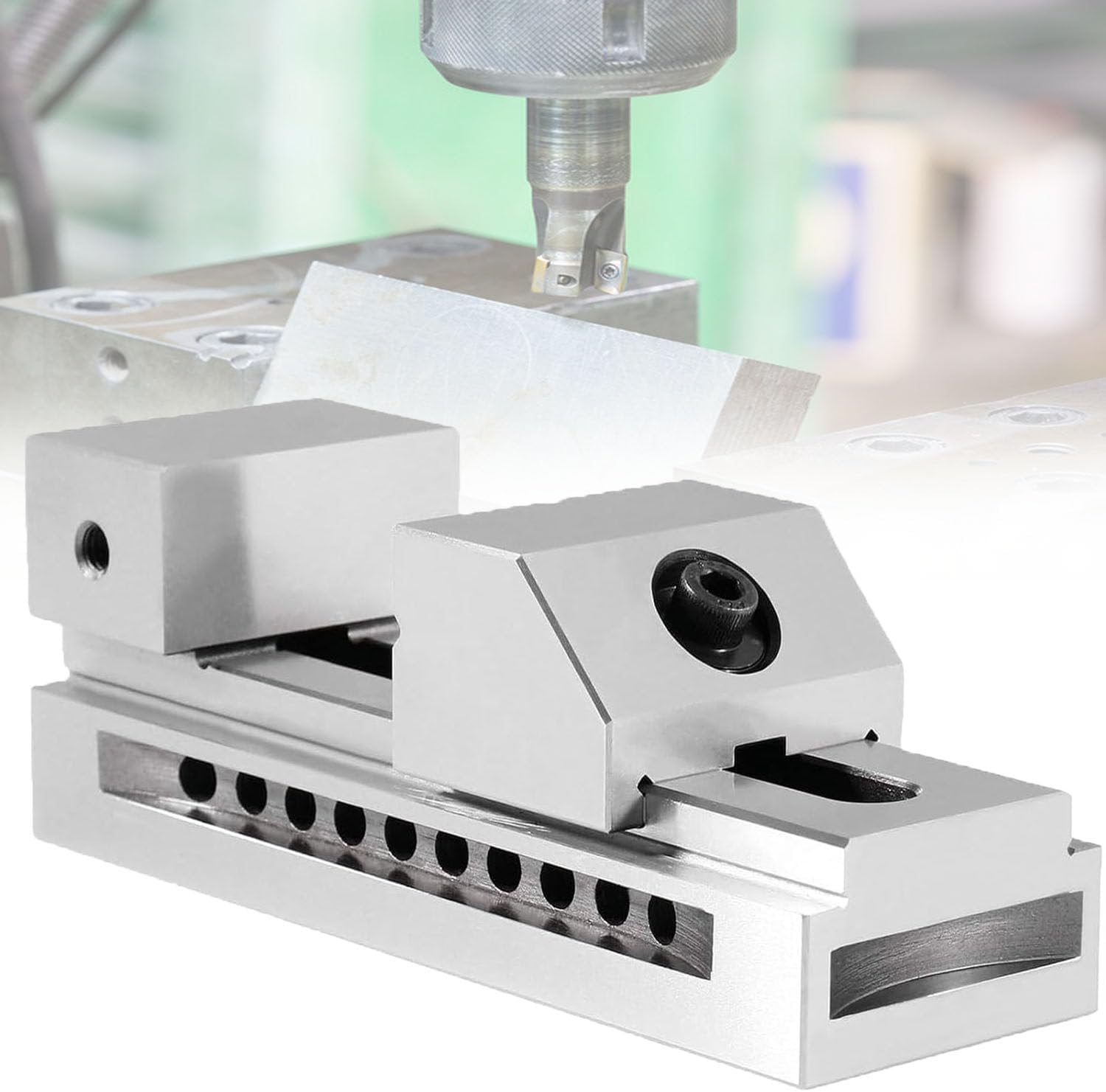High Precision Traveling Machine Vise, 0.005Mm Precision Parallel Spindle Vise, Industrial Flat Clamp Vise, For Milling Machine, Drilling Machine And Precision Parts Finishing 3.5inch (4in)