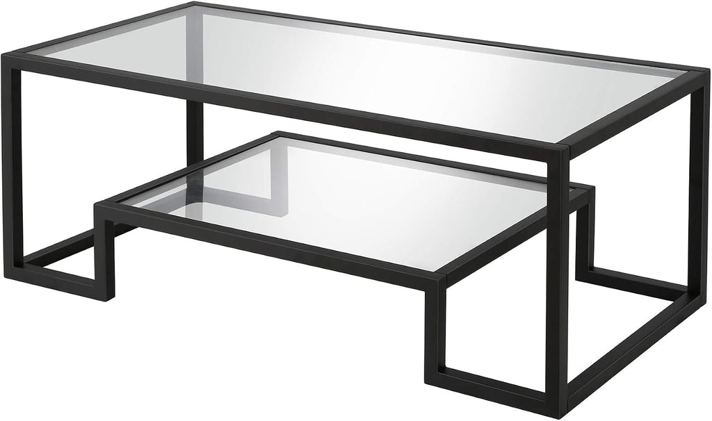 Henn&Hart 45' Wide Rectangular Coffee Table in Blackened Bronze, Modern coffee tables for living room, studio apartment essentials