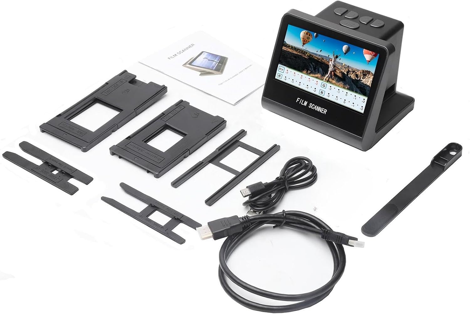 22MP Film and Slide Scanne, Digital Film Scanner, with 5 Inch LCD Screen, Built in 16GB Memory, Converts 135 110 126 KPK Negative Super 8 Monochrome Slides into JPEG Photos