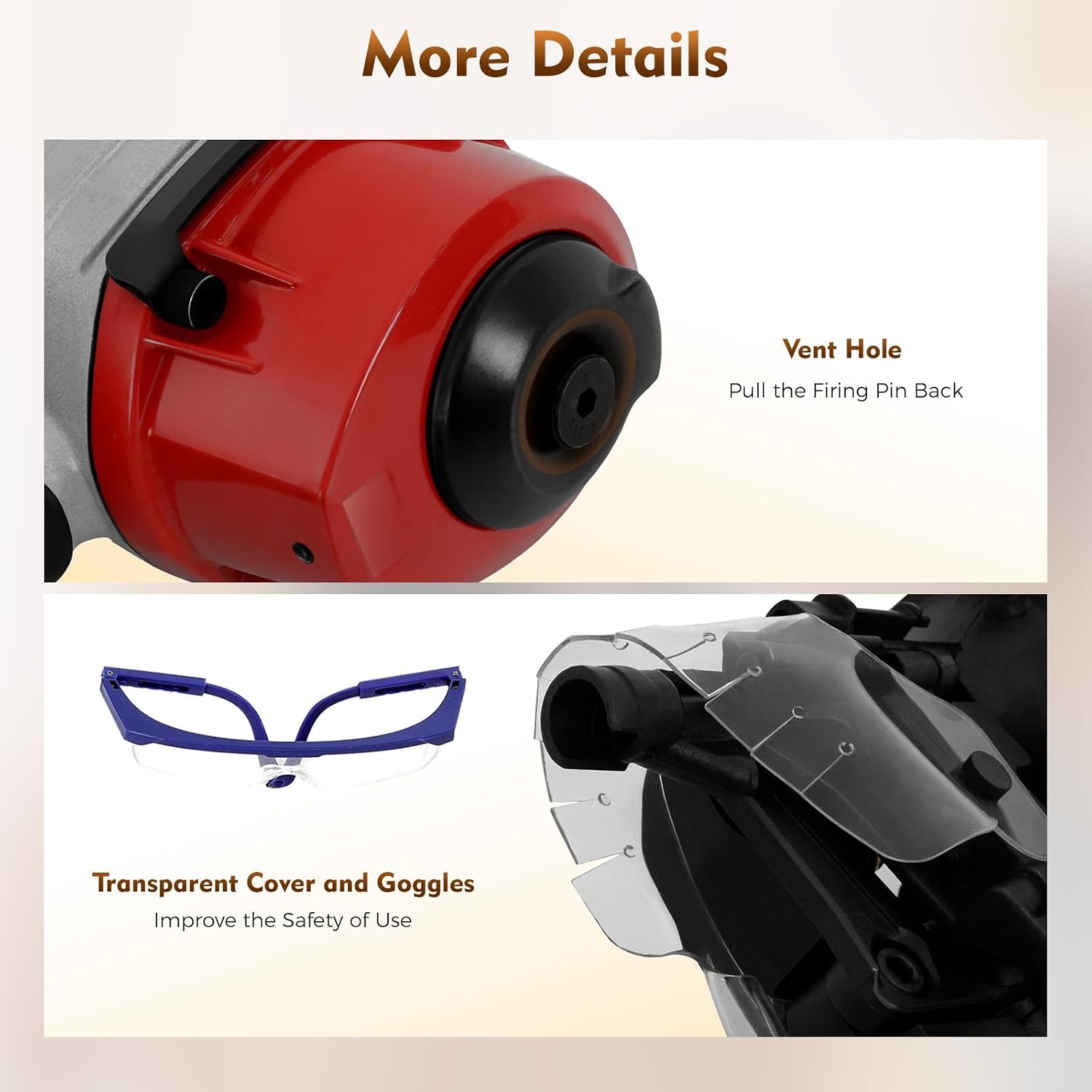 Pneumatic Coil Nailer CN55 Portable Air Coil Nail Tool Industrial Pneumatic Nail Gun Coil Siding Nailer for Wooden Furniture Compatible Nail Length 0.98-2.24in Air Pressure 75-120psi