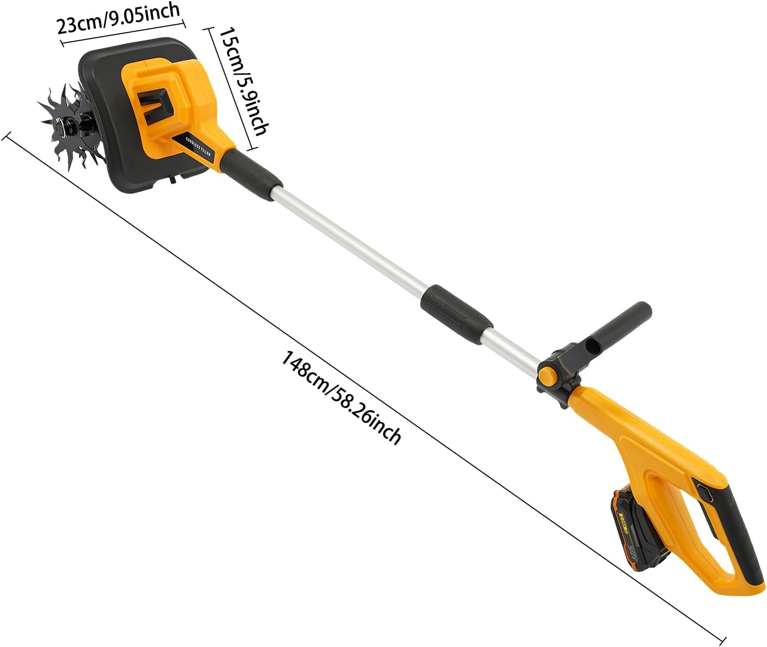 20V Cordless Tiller Cultivator, 270RPM Handheld Electric Tilling Machine, 8.66' Tilling Width, 6.3' Depth, Electric Garden Tiller with 2.0 AH Battery for Lawn/Gardening/Soil Cultivation