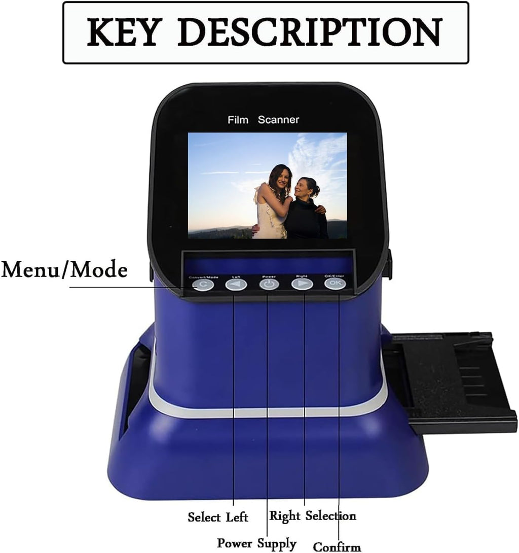 Digital Film Scanner, Negative Scanner, Digital Film Scanner with LCD Display, Compact Slide Scanner, Convert Negatives and Slides 35mm, 135, 126, 127 to Digital JPEG, Quick Scanning, You Can Now Sa