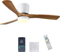 42 inch Wood Ceiling Fans with Lights and Remote, Flush Mount Low Profile Ceiling Fan with Light, 6 Speed, Reversible DC Motor, for Bedroom,Outdoor,Farmhouse,Patios