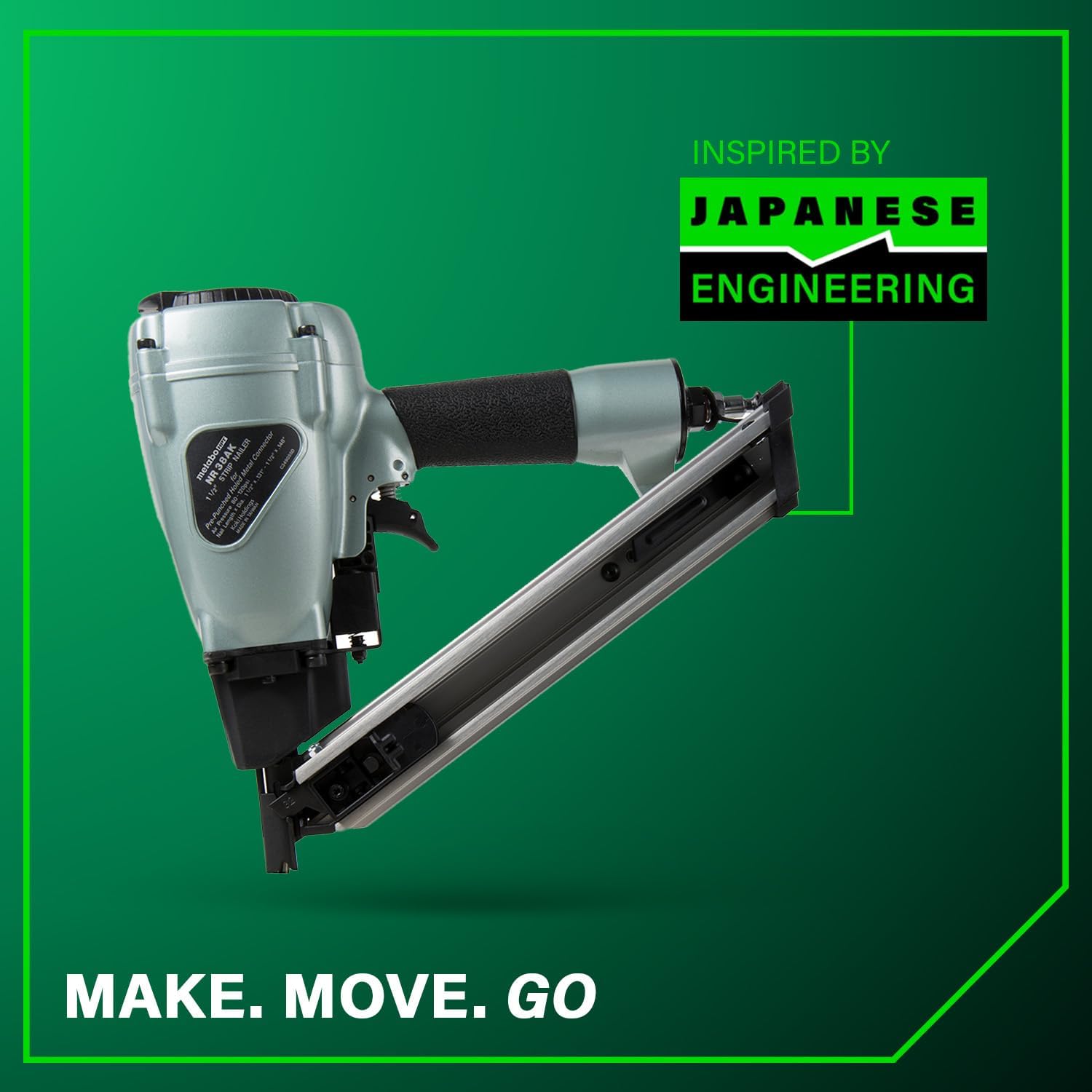 Metabo HPT Strap-Tite Fastening System Strip Nailer, Pro-preferred Pneumatic Power Nailers, Metal Connector Tool for Fastening Metal Connectors to Wood, 36° Magazine, 1-1/2″ Connector Nails, NR38AK