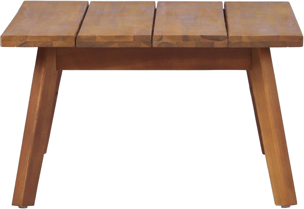 Christopher Knight Home Colmar 2 Pieces Conversation Set, Mid Century Patio Loveseat Sofa and Coffee Table, Outdoor Acacia Wood Loveseat and Table Set with Cushions in Slats Panels Design, Teak+ Beige