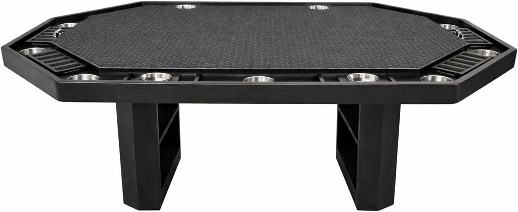 American Furniture Classics 75' Stretched Octagon Poker/Dining Table with Charcoal Speedcloth, 10 Chip Trays and Cup Holders with Table Topper in Mocha Finish
