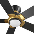 CEME Smart 52' Ceiling Fans with Lights Flush Mount, 3 Light Colors Dimmable, 10 Speeds DC Ceiling Fan with Remote, Outdoor Ceiling Fan Compatible with Alexa, Siri & Google Home, Black Gold