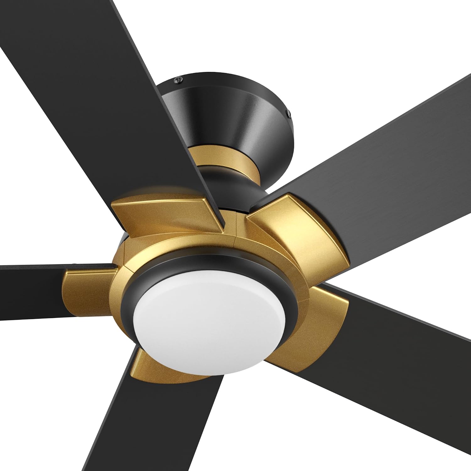 CEME Smart 52' Ceiling Fans with Lights Flush Mount, 3 Light Colors Dimmable, 10 Speeds DC Ceiling Fan with Remote, Outdoor Ceiling Fan Compatible with Alexa, Siri & Google Home, Black Gold