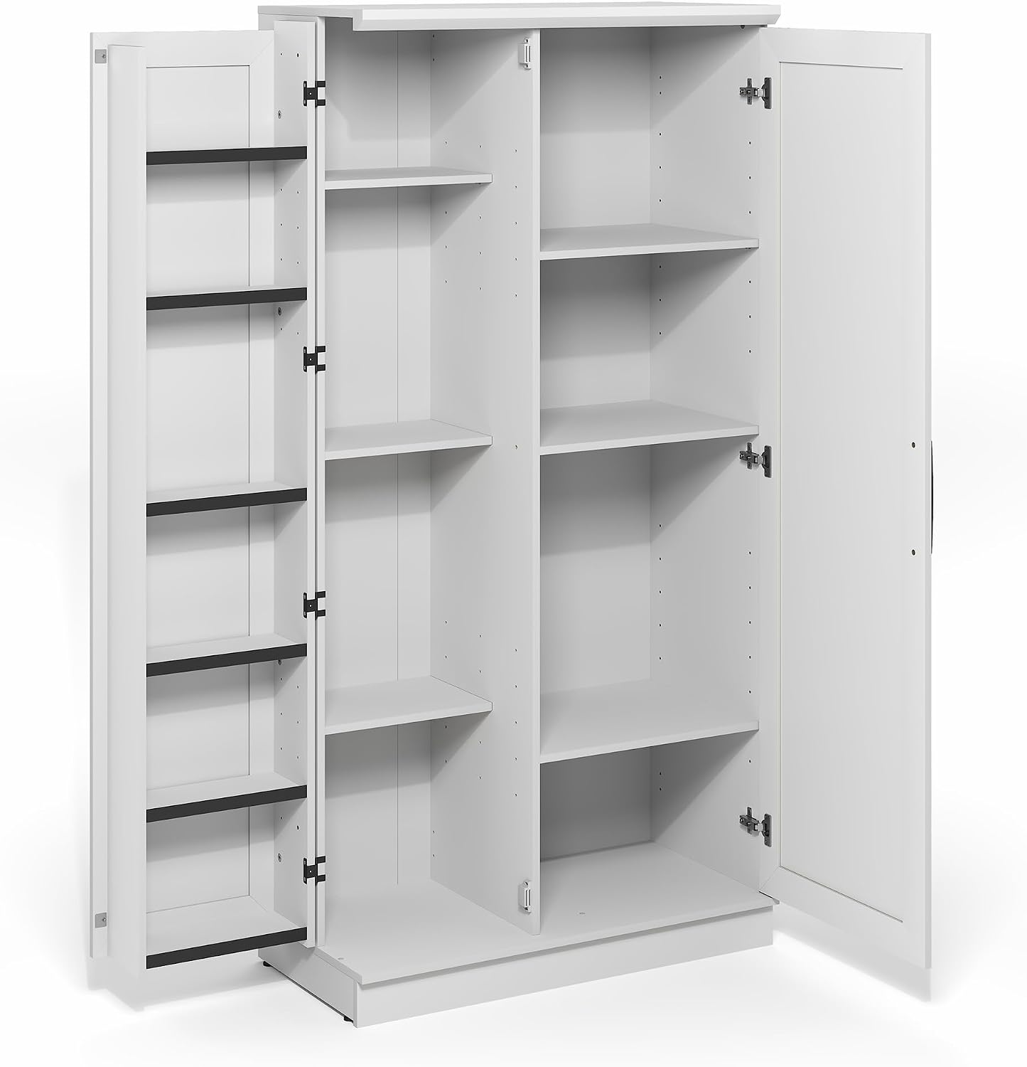 Furinno Robin Storage Cabinet, 4-Tier Pantry Cabinet with Adjustable Shelves, 35W with 2 Doors and Door Shelves, Kitchen Cabinet, Organization and Storage, for Pantry, Living Room, Home Office, White