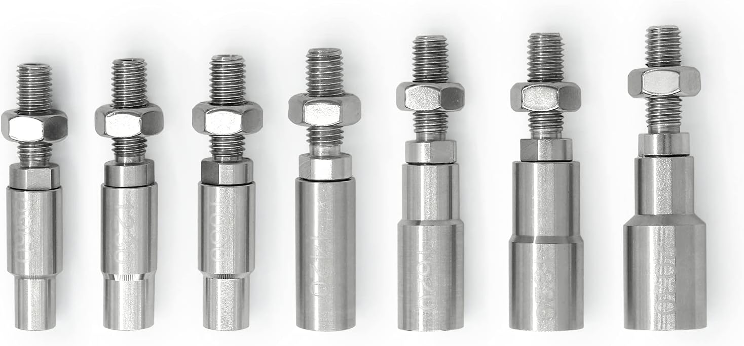Muzzle Sleeves Fit Pneumatic Thumbtack Gun, 7 Barrel Sleeves for Different Tacks Head Diameter Used in Vintage and Antique Furniture, Decorating DIY Projects (7 Different Size of Sleeves)