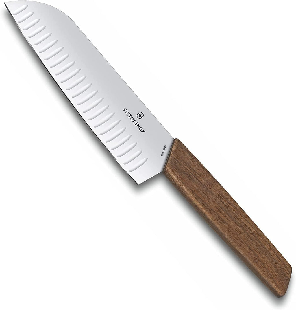 Victorinox 6.9050.17KG Modern Santoku Knife, 7', Walnut Wood