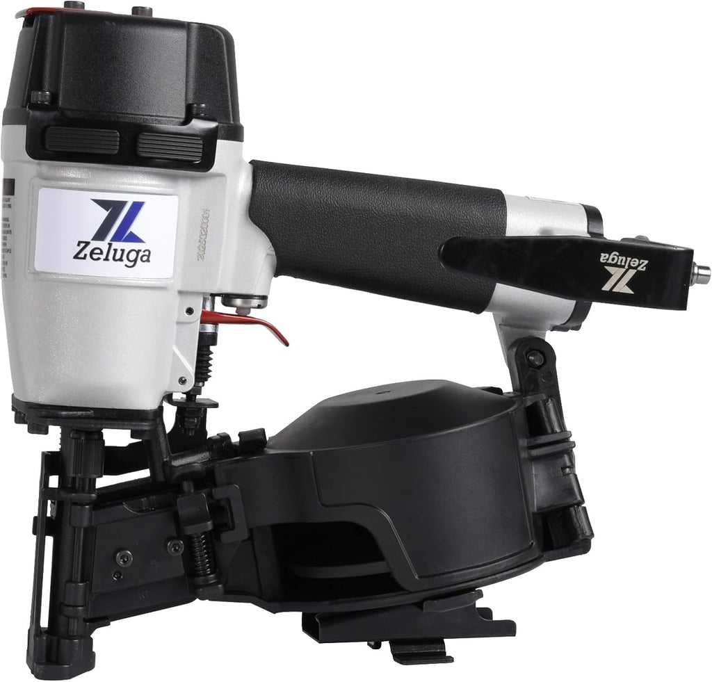 Zeluga 28-145 Pneumatic 15 Degree Coil Roofing Nailer with 120 PCS Load Capacity Coil Nailer Kit with Eye Protection and Repair Kit