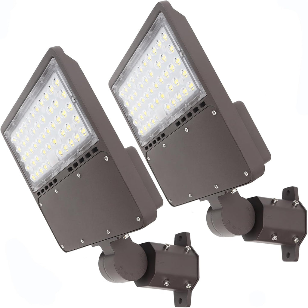 2PACK 150W LED Parking Lot Light with Dusk to Dawn Photocell, Slipfitter Mount and Wall Mount Commercial Outdoor Lighting, 100-277V 21000LM 5000K, ETL Commercial LED Security Flood Lights