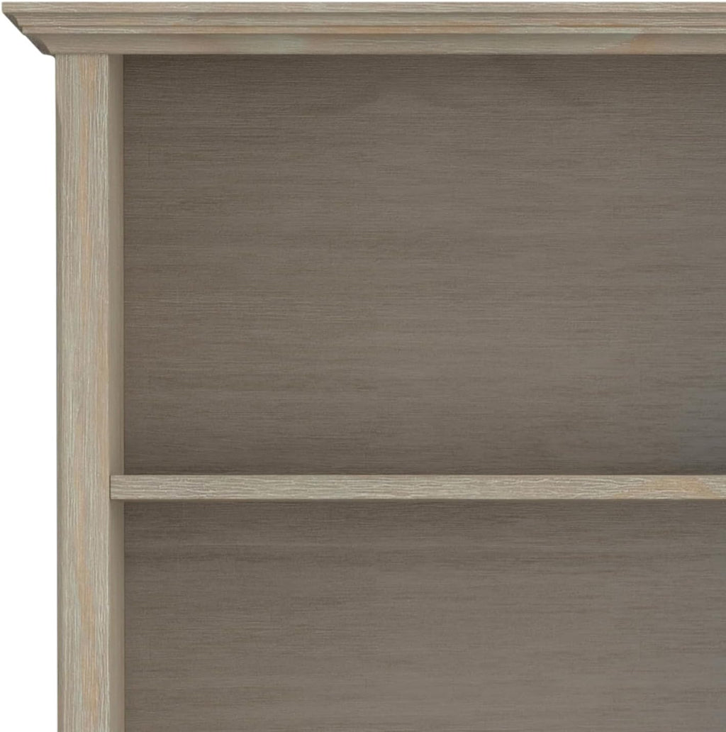 SIMPLIHOME Amherst Desk and Bookcase Bundle - 54 inch Wide Solid Wood Desk with Drawers and 30 inch Wide 5-Shelf Bookcase in Distressed Grey, Transitional Home Office Furniture (Set of 2)