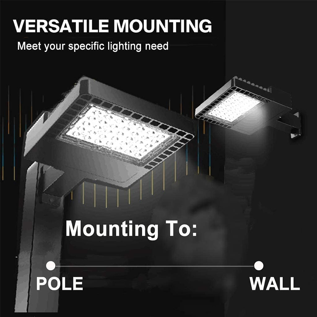 ledmo LED Parking Lot Light Dusk to Dawn Outdoor Lighting with Adjustable Arm Mount 19500lm Waterproof Wall Light Fixtures 150W Flood Security Lighting for Garage Yard Shop Warehouse Barn(3 Pack)