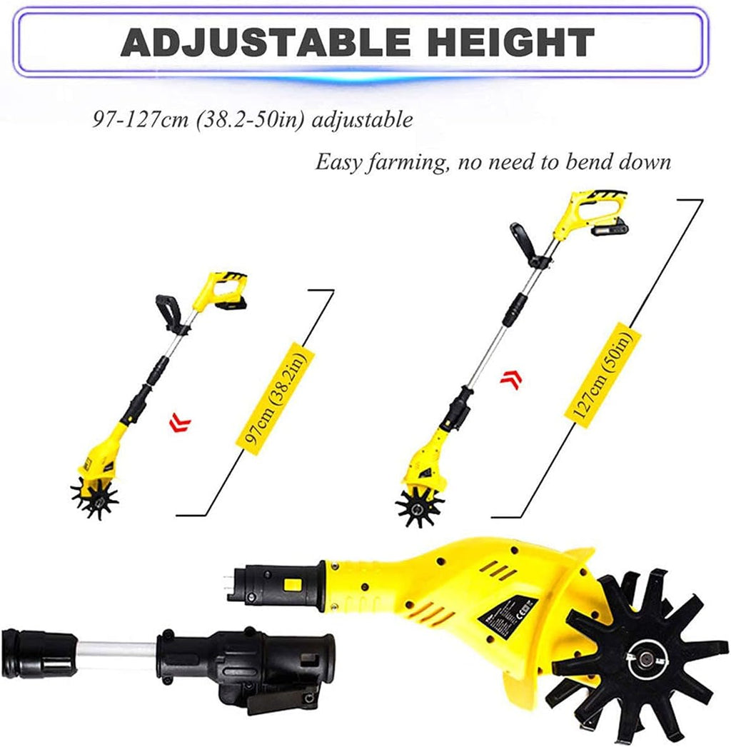 20V Cordless Tiller Rotavator,Garden Tiller, Handheld Electric Cordless 4000Mah Battery Powered, Soil Cultivator Gardening Tool Cultivation Machine,For The Garden, Vegetable Plots