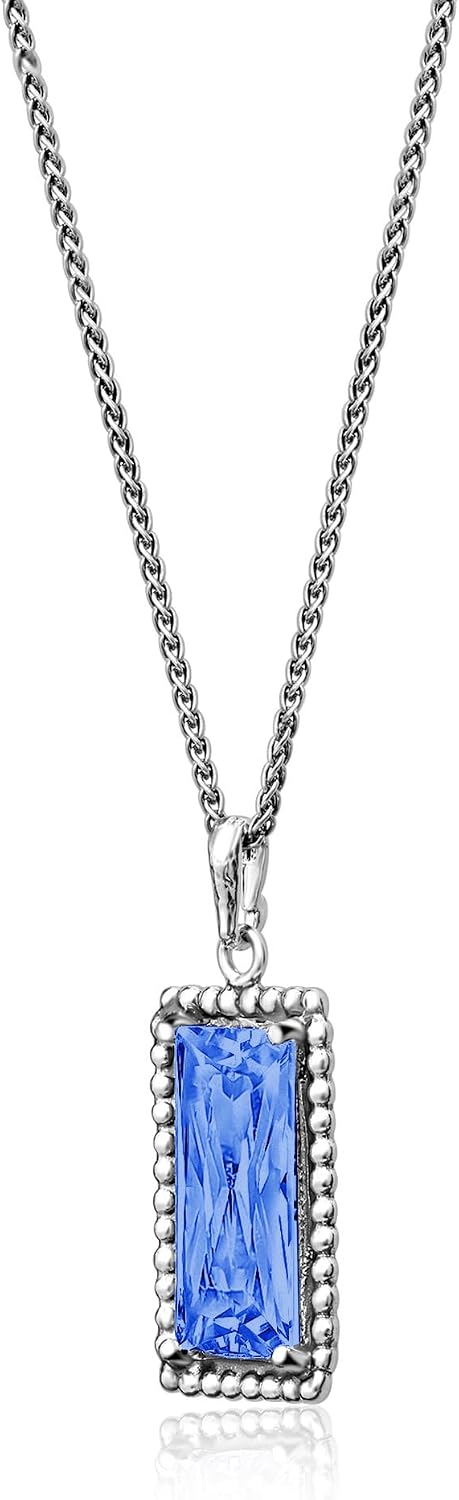 JEAN RACHEL JEWELRY 925 Sterling Silver Necklace for Women - Baguette with Cubic Zirconia Vintage Design - Hypoallergenic, Lead & Nickel Free - Artisan Handcrafted Statement Necklace