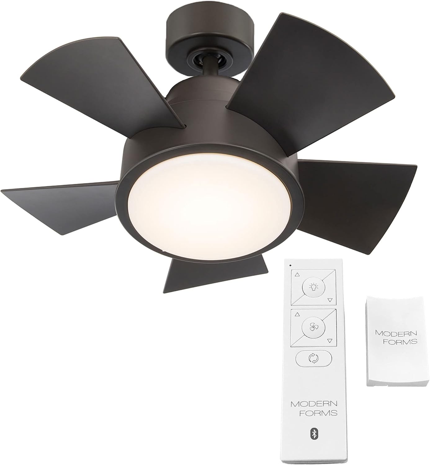 Modern Forms Vox Indoor and Outdoor 5-Blade 26in Smart Ceiling Fan in Bronze with 3000K LED Light Kit and Remote Control Works with Alexa and iOS or Android App