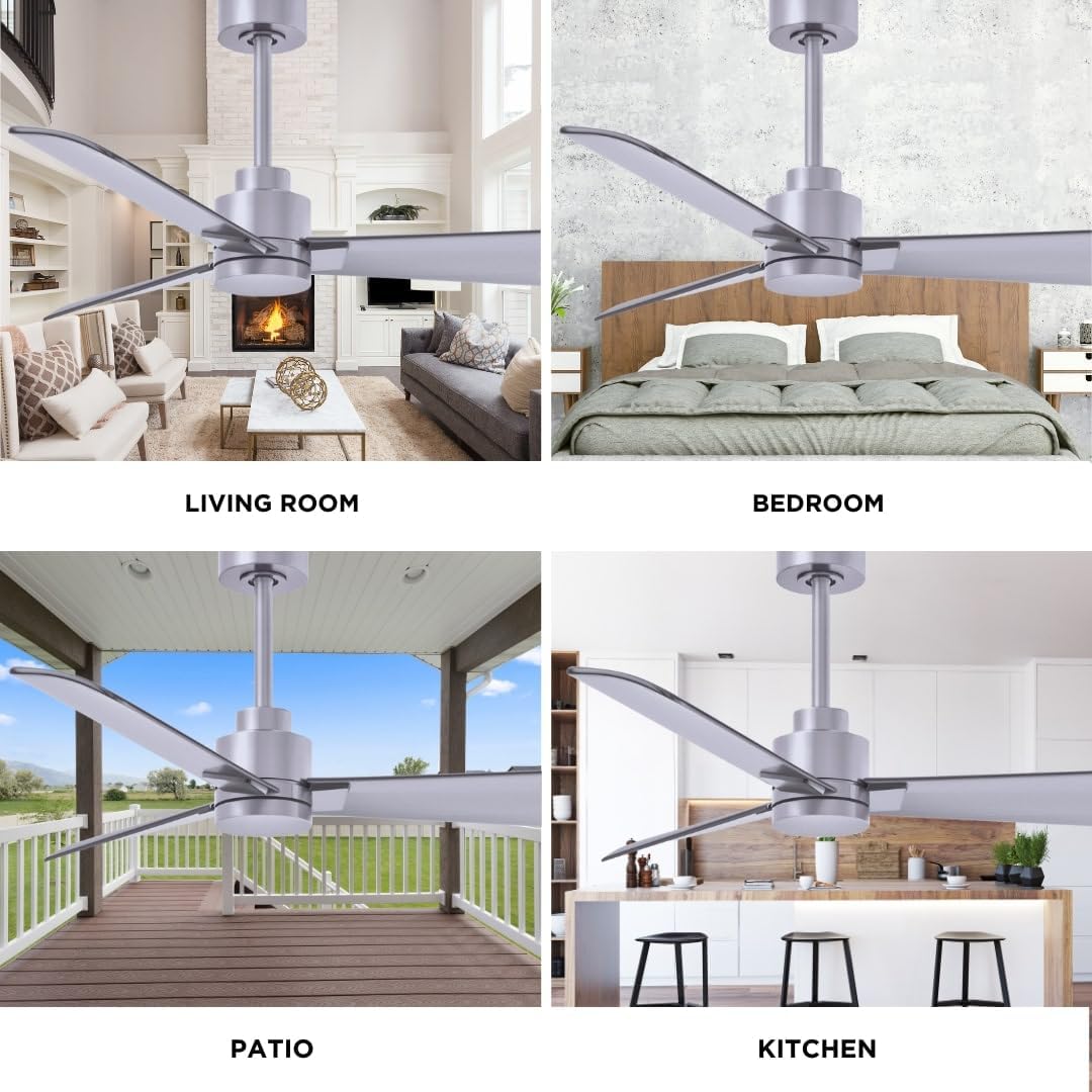 Matthews AK-BN-BN-56 Alessandra Wet Rated 56' Outdoor Ceiling Fan without Light, Remote Included, Silent DC Motor, Brushed Nickel