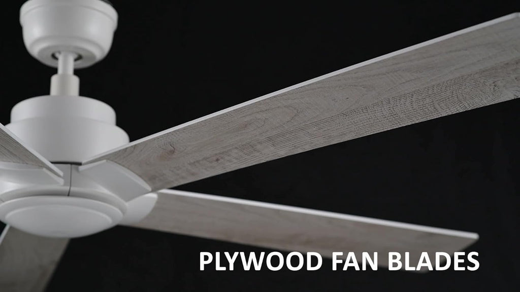 Carro 60 Inch Ceiling Fan without Lights, White Ceiling Fan with Remote Low Profile, 10-Speed Reversible DC Motor, 5 Dual Finish Blades, Indoor, for Bedroom