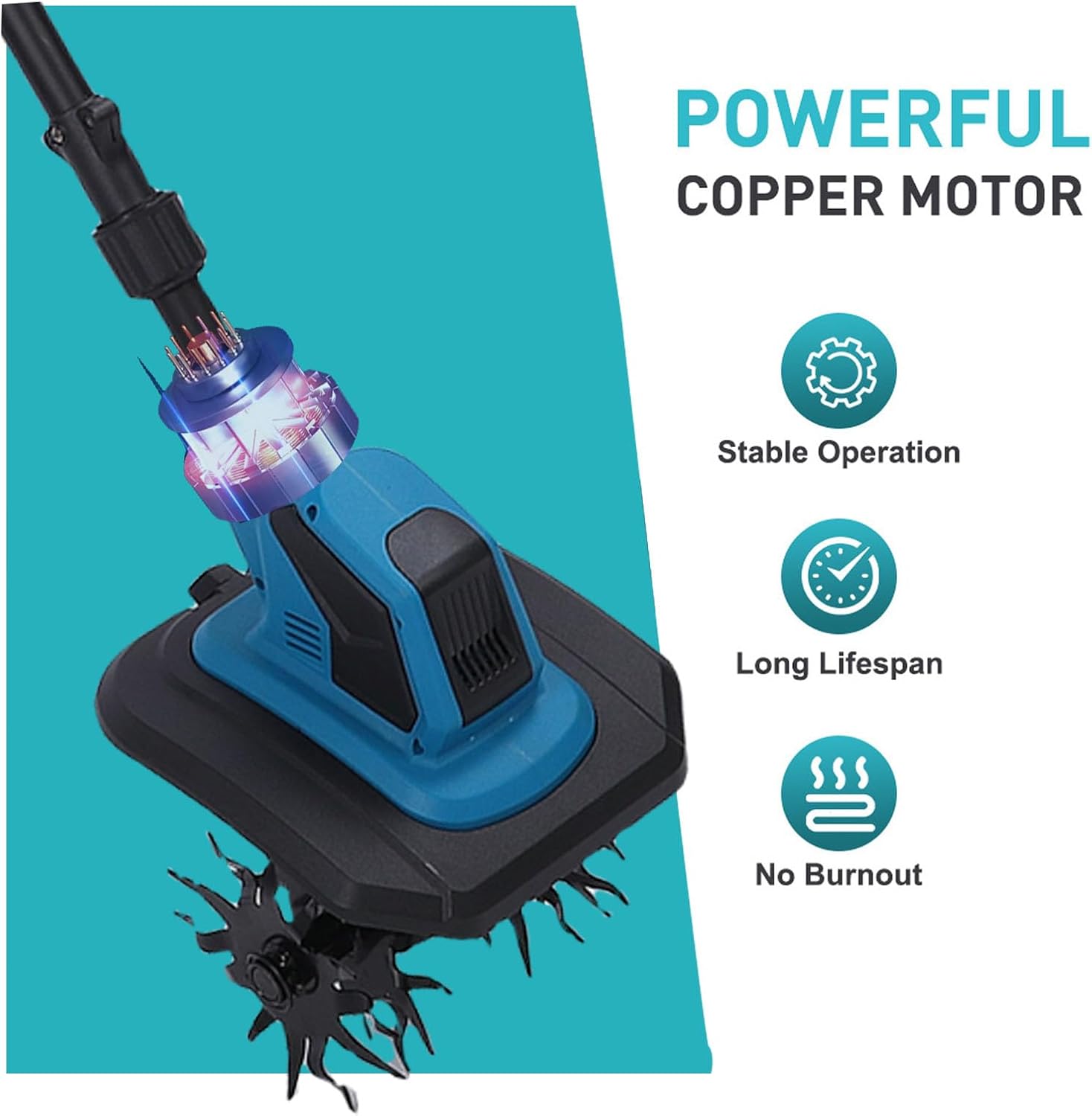 FTVOGUE Cordless Tiller Cultivator Garden Tiller Soil Cultivator for BL1830B BL1840B BL1850B BL1860B BL1815 BL1820 BL1825 Battery