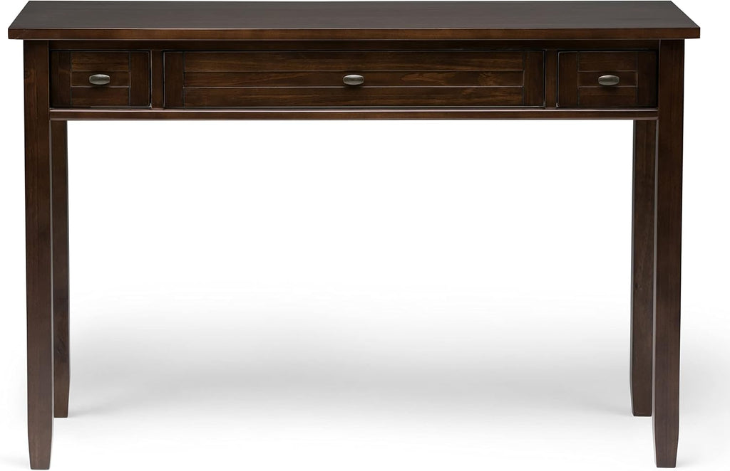 SIMPLIHOME Warm Shaker Desk and Bookcase Bundle - 48 inch Wide Solid Wood Transitional Desk with Drawers and 26 inch Wide 5-Shelf Bookcase in Tobacco Brown, Home Office Furniture (Set of 2)