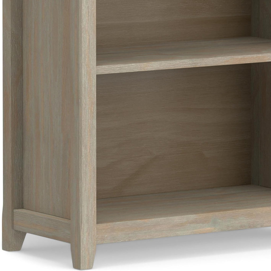 SIMPLIHOME Amherst Desk and Bookcase Bundle - 54 inch Wide Solid Wood Desk with Drawers and 30 inch Wide 5-Shelf Bookcase in Distressed Grey, Transitional Home Office Furniture (Set of 2)