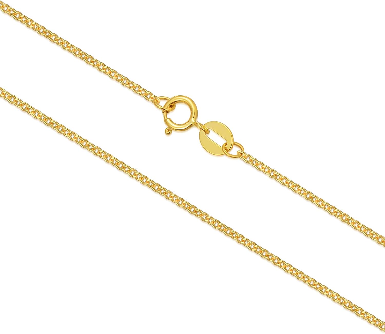 10k 14k 18k Real Gold Thin Gold Chain Necklace for Women, Classic Thin Cable Chain Necklace 1mm, 1.2mm, 1.35mm, 1.6mm, 1.75mm Durable Strong Solid 14k Gold Chain Necklace Women