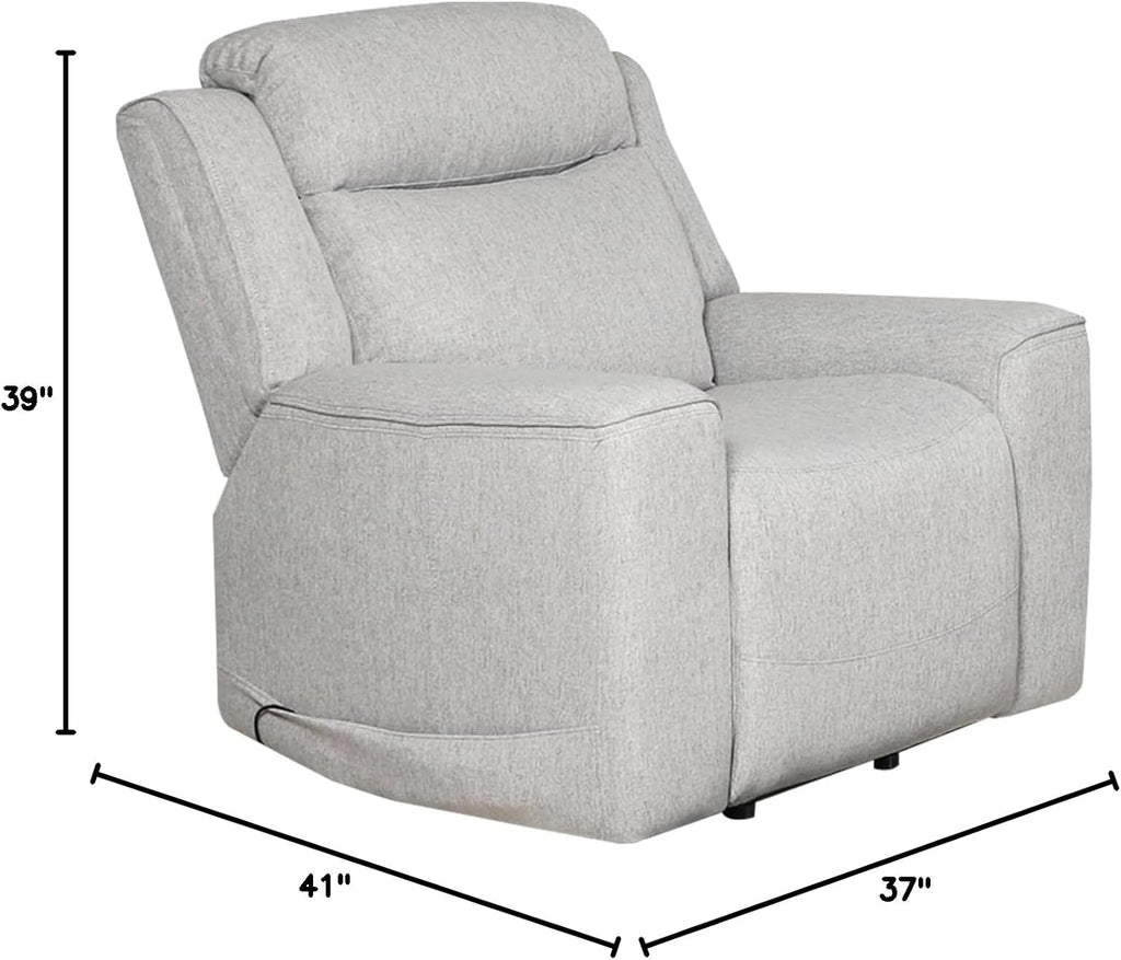 AC Pacific Amelia Upholstered Recliner Chair with Plush Comfort, Adjustable Inclining Feature, Sleek Design for Stylish Relaxation, Living Room Furniture for Modern Homes, White