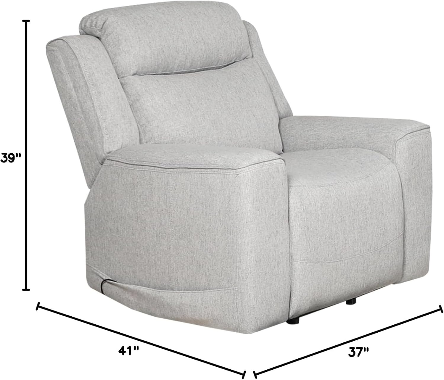 AC Pacific Amelia Upholstered Recliner Chair with Plush Comfort, Adjustable Inclining Feature, Sleek Design for Stylish Relaxation, Living Room Furniture for Modern Homes, White