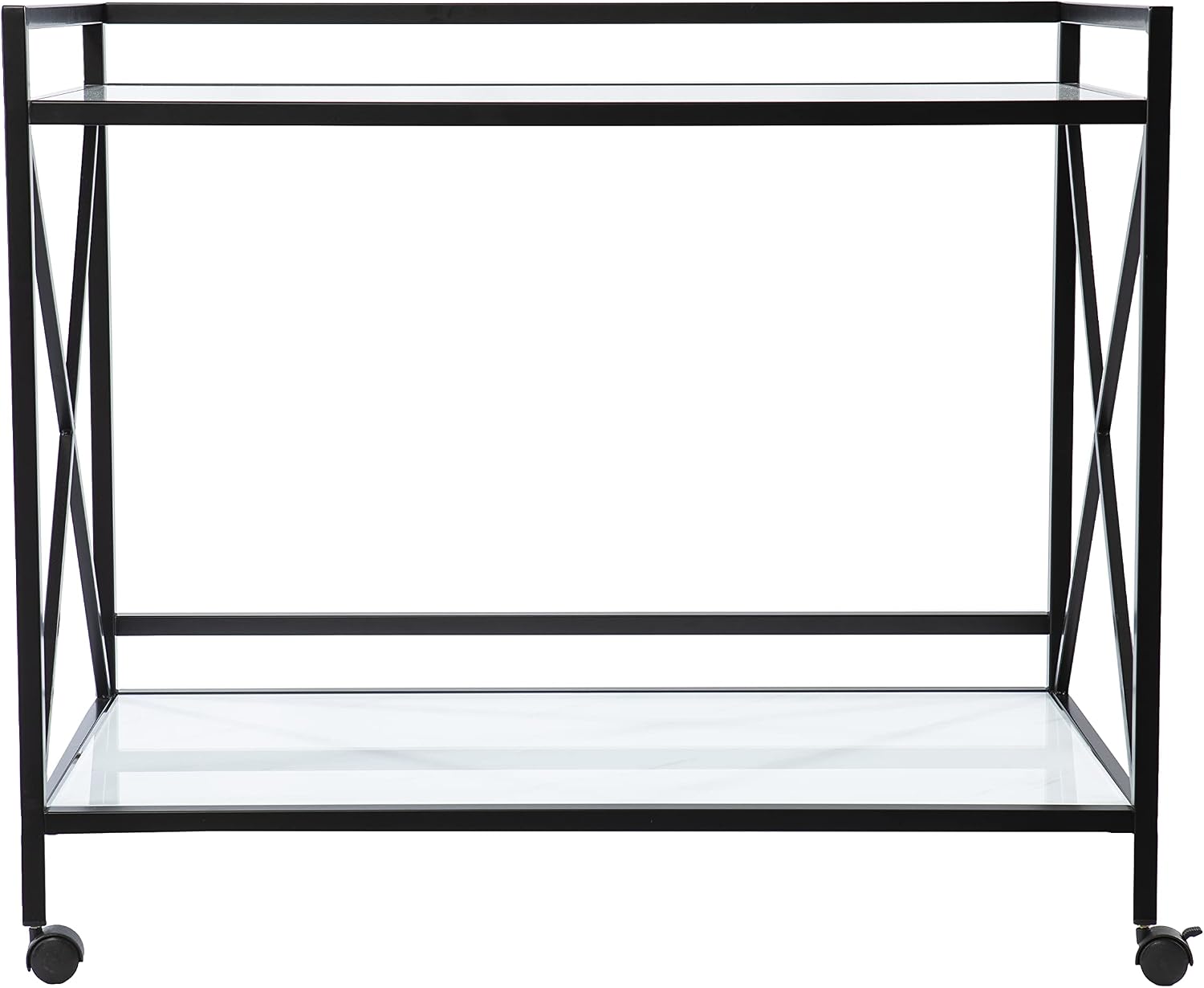 SEI Furniture - Maxton Bar Cart - Transitional Design, Black Iron and Wood - Ideal for Living Room, Home Bar (HZ1221440)
