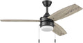 Honeywell Ceiling Fans Berryhill, 48 Inch Ceiling Fan with Color Changing LED Light, Pull Chain, Dual Mounting Options, 3 Dual Finish Blades, Reversible Airflow - 51858-01 (Matte Black)
