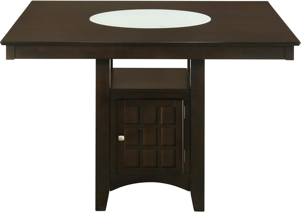 Coaster Home Furnishings - Gabriel - 7-Piece Counter Height Dining Set - Square Wood Table with Storage & 6 Upholstered Chairs - Dining Room & Kitchen - Cappuccino - 100438-S7A