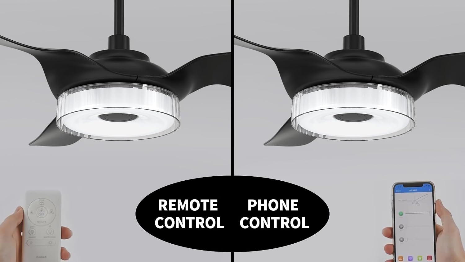 Carro 52' Ceiling Fan with Light and Remote, 10 Speeds Reversible Silent DC Motor Smart Ceiling Fan, 3 Light Colors Dimmable Indoor Outdoor, Compatible with Alexa, Siri & Google Home, Black