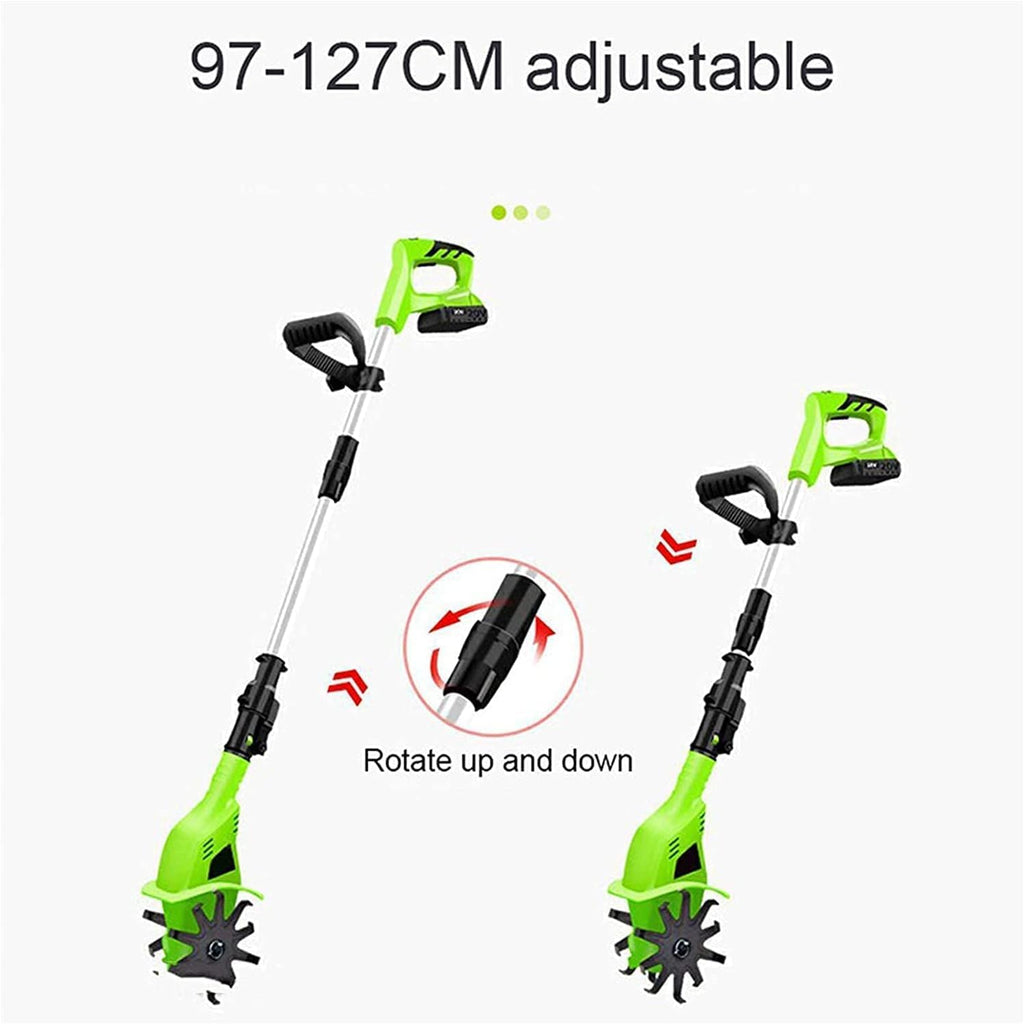 LXXW Electric Tiller Portable Cordless Electric Rotavator, Garden Tiller Rotavators with 4000mAh Rechargeable Battery and Charger Electric Cultivator