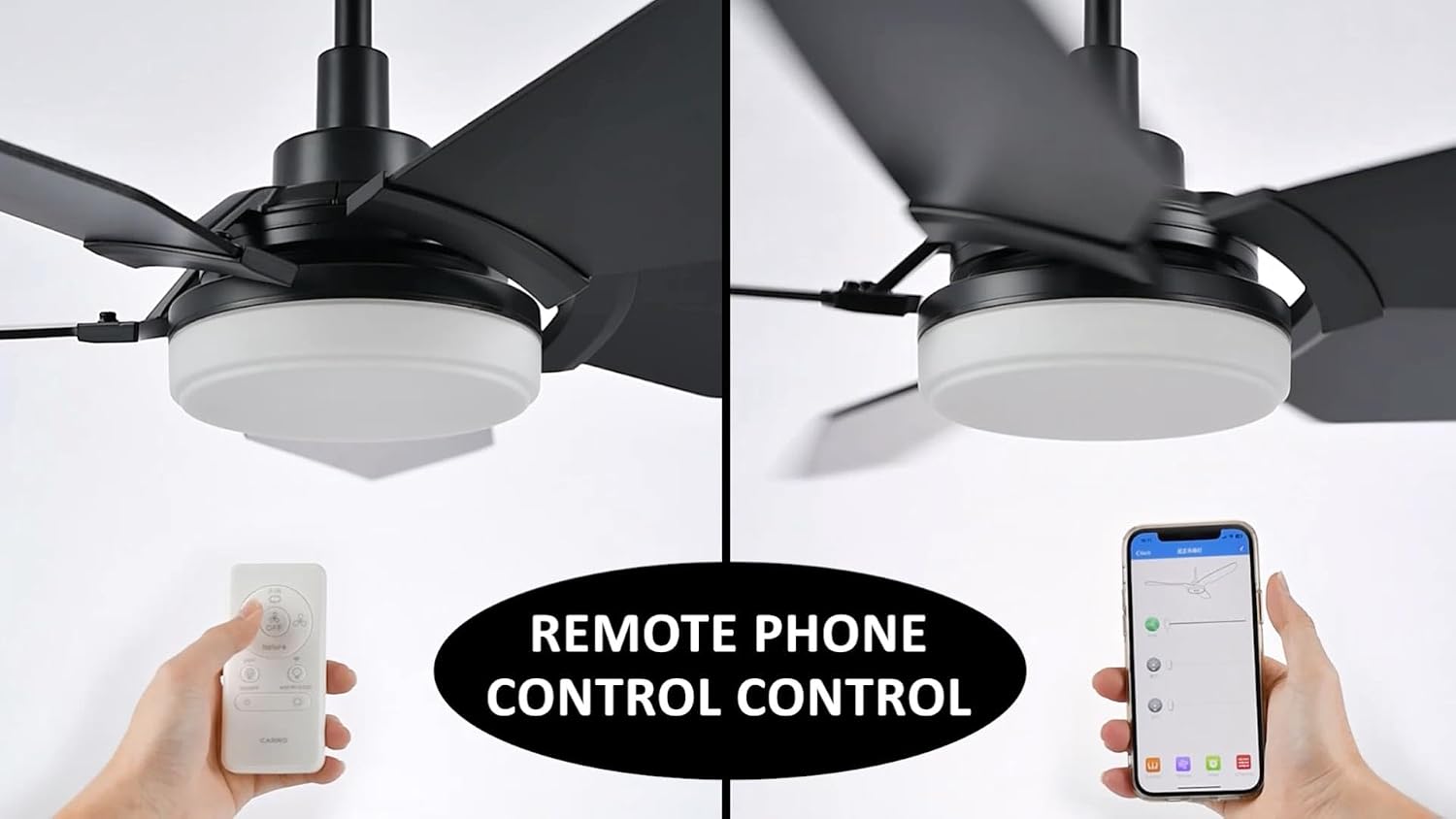 Carro 52' Modern Smart Ceiling Fan with Dimmable LED Lights and Remote, Compatible with Alexa/Google Home/Siri/APP, DC Motor with 10 Speeds, for Living Room Dining Bedroom, Black