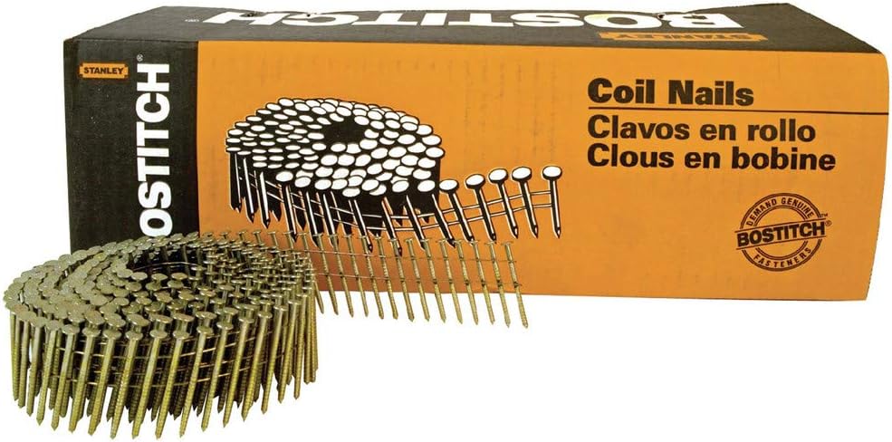 BOSTITCH Framing Nails, Thickcoat Round Head, 1-1/2-Inch by .080-Inch by 15 Degree Ring Shank Coil, Sliding Nail, 4,200-Pack (C4R80BDG)