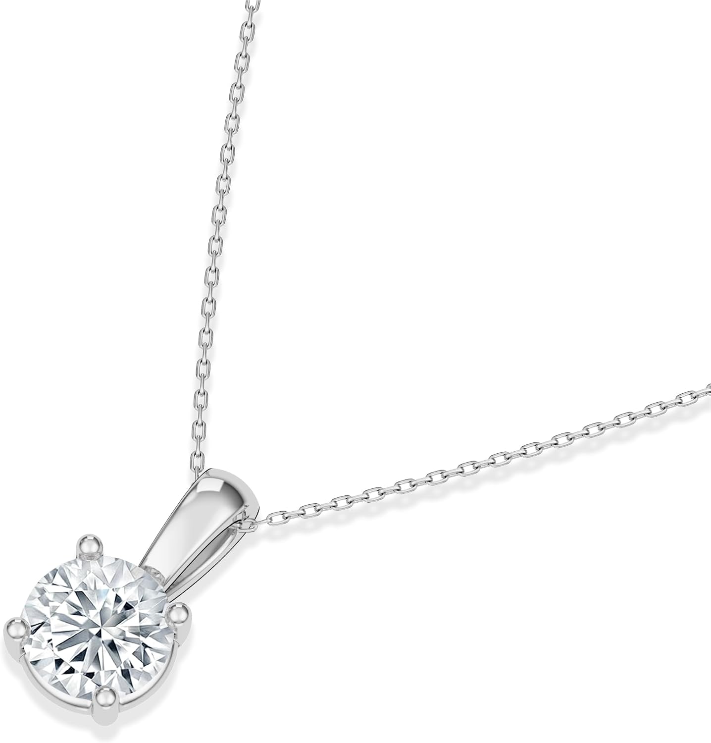 EternalDia IGI Certified 0.25Ct-3.00 Carat Diamond Color/Clarity F-VS2, 14K Gold 4 Prong Set Round-cut Lab Grown Diamond Solitaire Necklace Pendant Chain