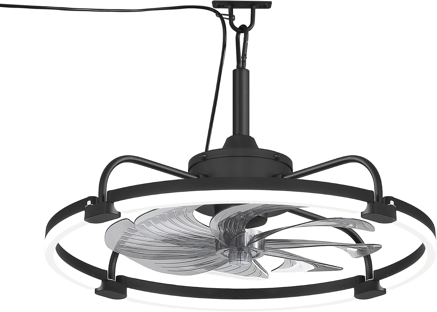 LEDIARY 24' Outdoor Ceiling Fans with Light for Patios, IP65 Waterproof Gazebo Fan, Plug-in Hanging Fan Remote&APP Control, 3CCT Dimmable, 6-Speeds, Caged Ceiling Fan for Gazebo,Patio,Pergola,Porch