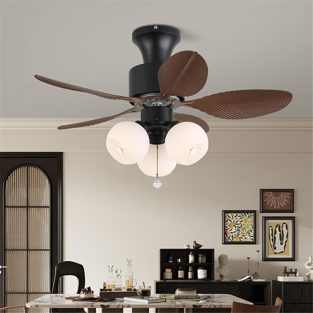 American Retro LED Ceiling Fan Light - Luxury European Design for Living Room, Restaurant, Bedroom, Cafe, Villa & Hotel Remote Control, Stylish Lighting (Style 15) (Style 6)