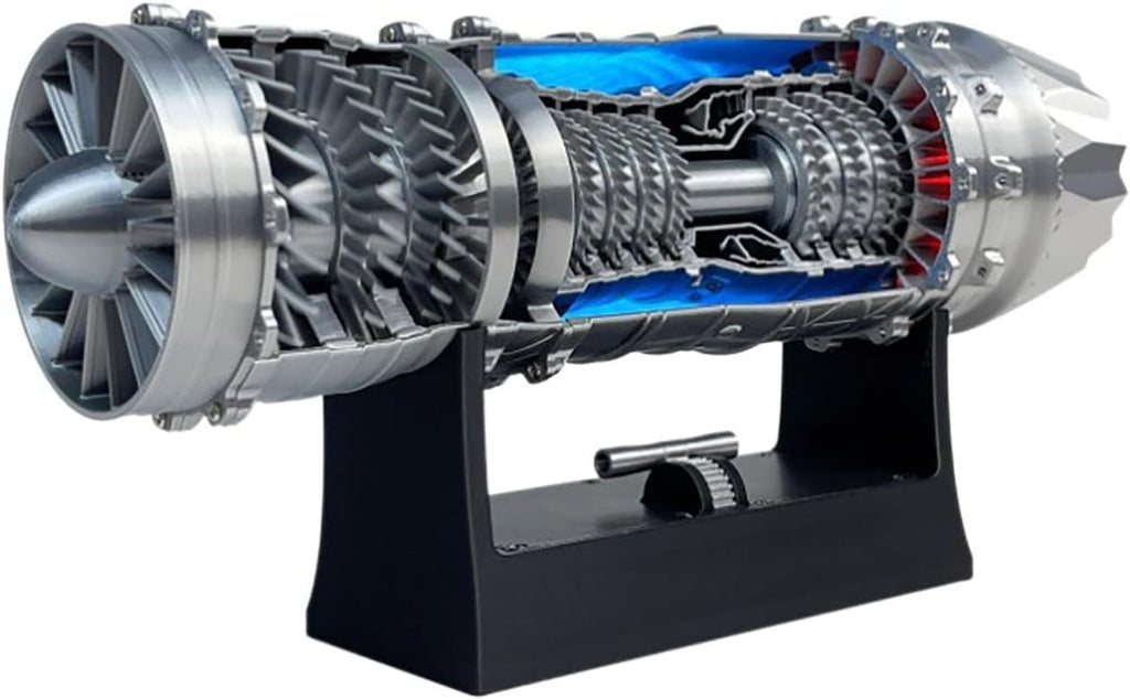 J35 Turbojet Engine Model Kit with Magnetic Base & LED Lights - Working Turbofan STEM Desk Toy, USB-C Charging 3D Printed Aero Science Gift for Adults (KIT)