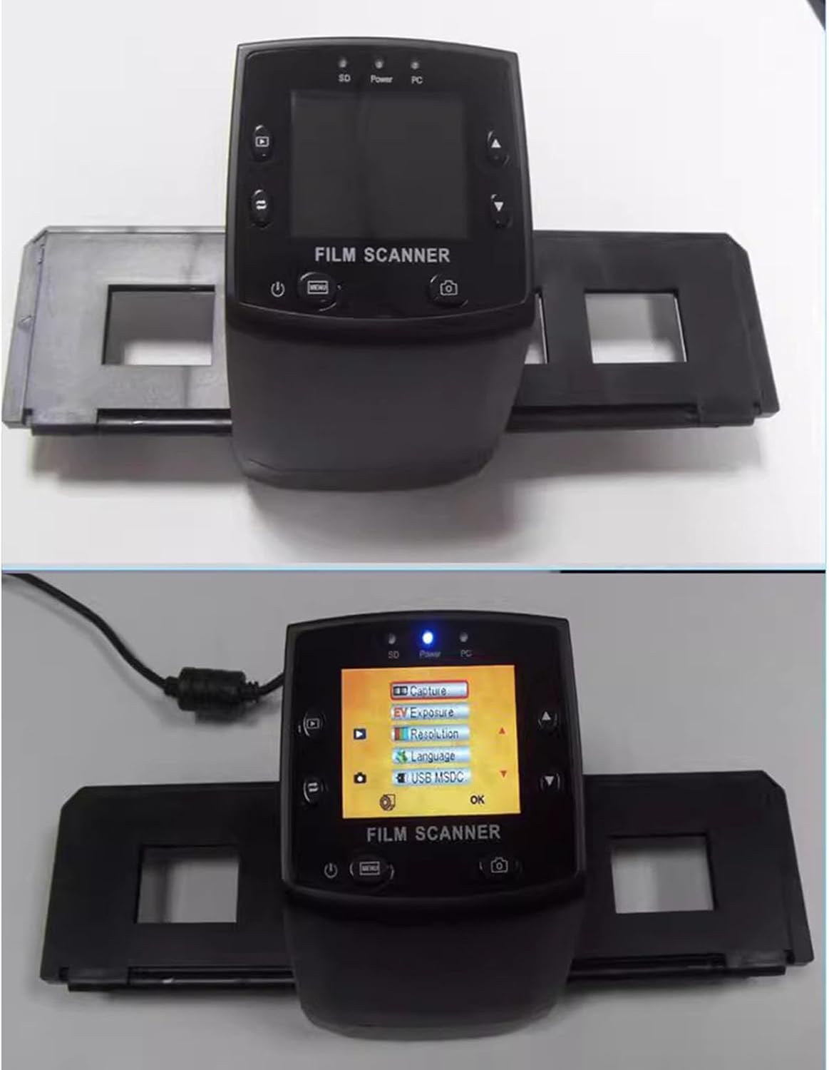 Mini Digital Film & Slide Scanner, Negative Viewer, with 2.4 LCD Color Screen, Slide Mounts Feeder, Converts 35mm, 126, 110, 8mm Film Slides to JPEG Images